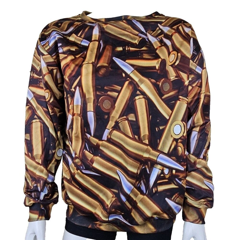 Shotgun Shell Sweatshirt Mens XL Full Metal Jacket All Over Bullet Print Fleece
